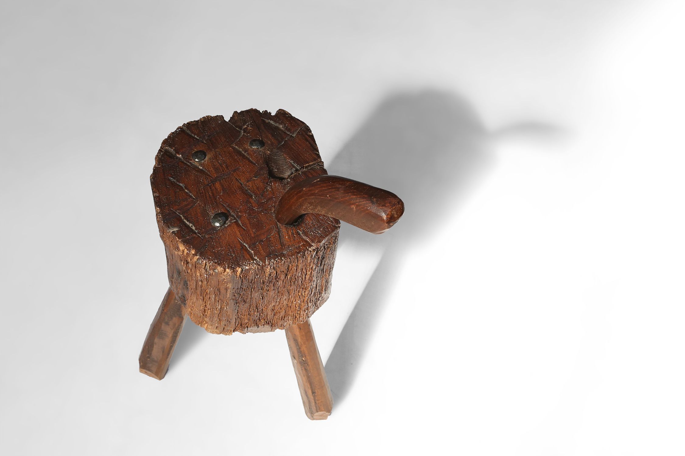 Rustic Handmade oak Stool, France, 19th Centurythumbnail